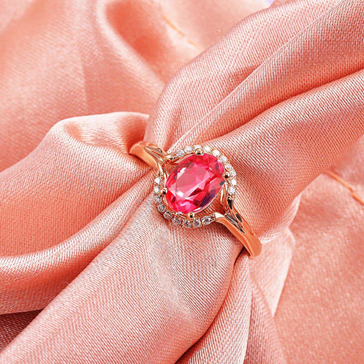 

Inlaid 4 Carat Pigeon Egg Red Garnet Ring Rose Gold Plated Aquamarine Live Ring Opening adjustable