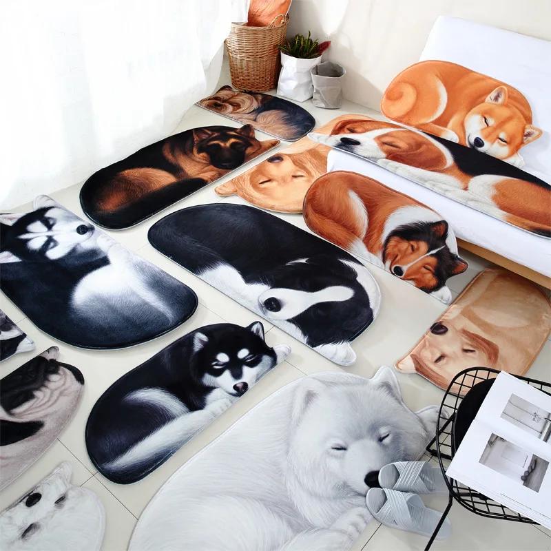 Floor Mats, Non-slip Mats, Entrance Door Bathroom Absorbent Toilet 3D Puppy Animal Bedroom Bedside Blanket Living Room