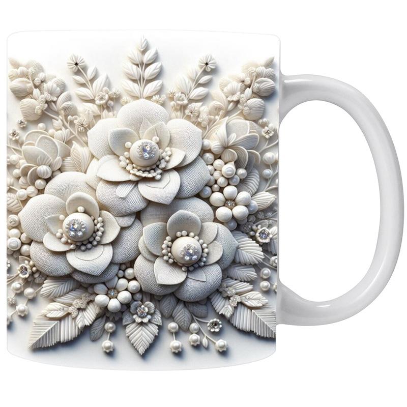 3D Spring And Summer Spring Flower Butterfly Butterfly Diamond Ceramic Coffee Mug Water Cup