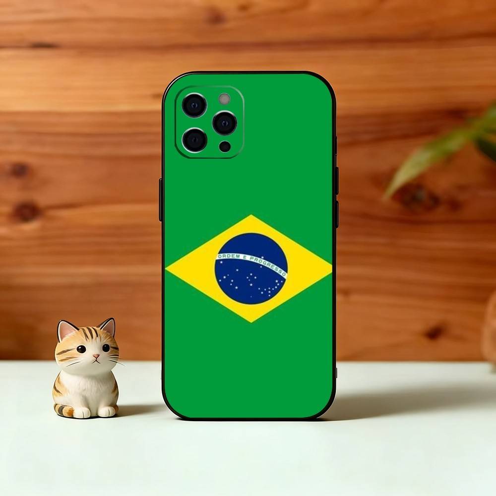 B-Brazil B-Brazilian Flag Phone Case For iPhone 17, 16,15,14,13,12,11 Plus,Pro Max, Others Soft Black Cover