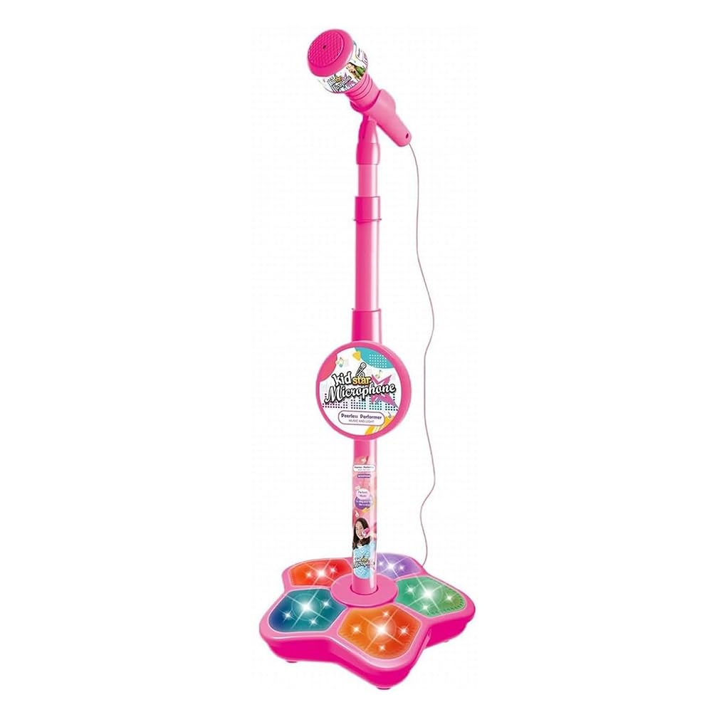 

Микрофон со стойкой-симулятором, интерактивная игрушка для малышей, детский микрофон, детская стойка, микрофон, караоке, пение, родитель-ребенок (розовый) розовый