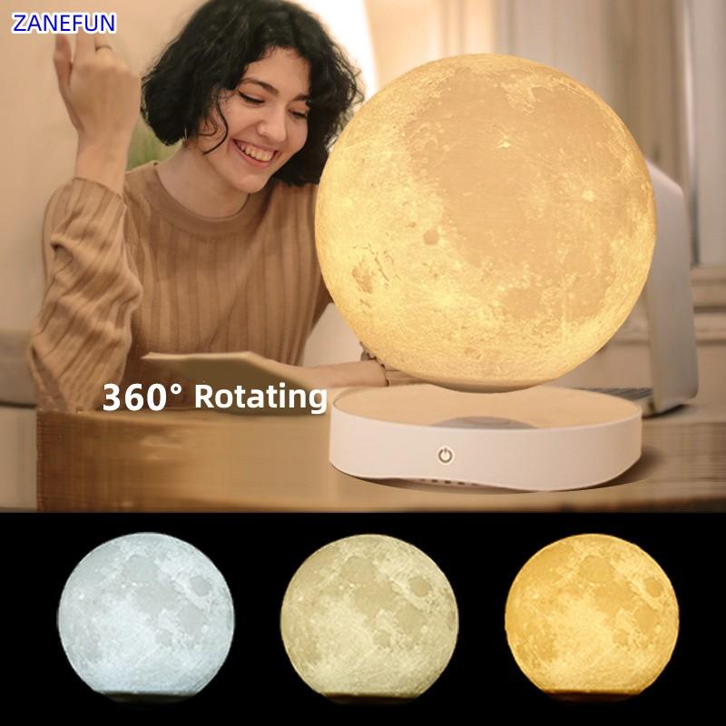 Levitating Luna Maglev Moon Lamp Night Light Mirror Base 3D Printing Moon 18cm 3 Colors Great Gift for Christmas Birthday