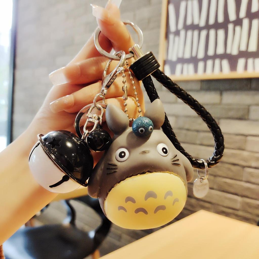 Simpatico portachiavi con animali Totoro in pelliccia, portachiavi da uomo o da donna, portachiavi da donna, portachiavi in metallo, borsa per auto, ciondolo con ciondolo