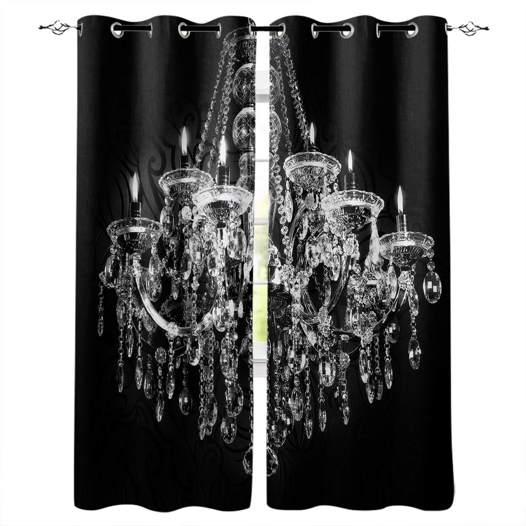 Black And White Chandelier Curtains for Bedroom Kids Room Living Room Window Curtain Luxury Curtains for Kitchen