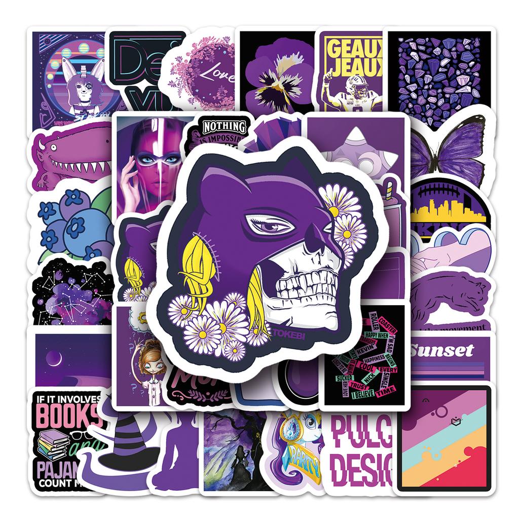 55 Purple Small Fresh Graffiti Personalized Laptop Suitcase Car Decoration Waterproof Stickers