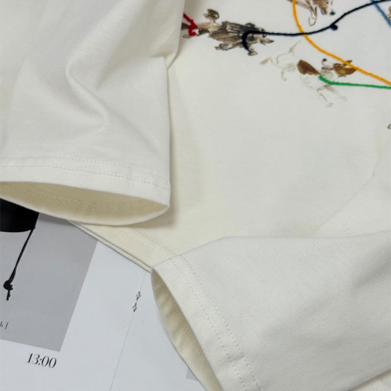 ID Podzimní Retro Štěně Potisk Vyšívané Tričko s Dlouhým Rukávem