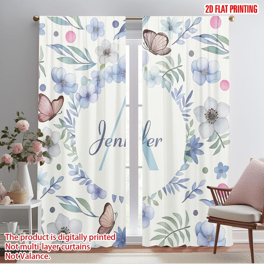 

2pcs,2D plane printing Minimalist Curtains Floral Monogram Durable 100% Polyester Fabric (without rod) Decorations Inside for 52.50×116.00 CM 2pcs