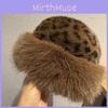 Women Mongolian Hat Thick Plush Windproof Leopard Print Hat Winter Accessory