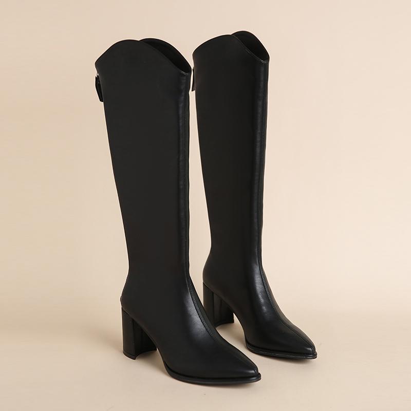 Autumn Winter High Heel Woman Knee High Boots Shoes Ladies Comfort Short Plush Knight Booties