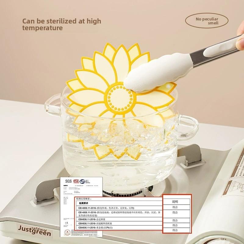 Posavasos De Silicona Con Diseño De Flores, Resistente Al Calor Y Antideslizante Para Mesa De Comedor