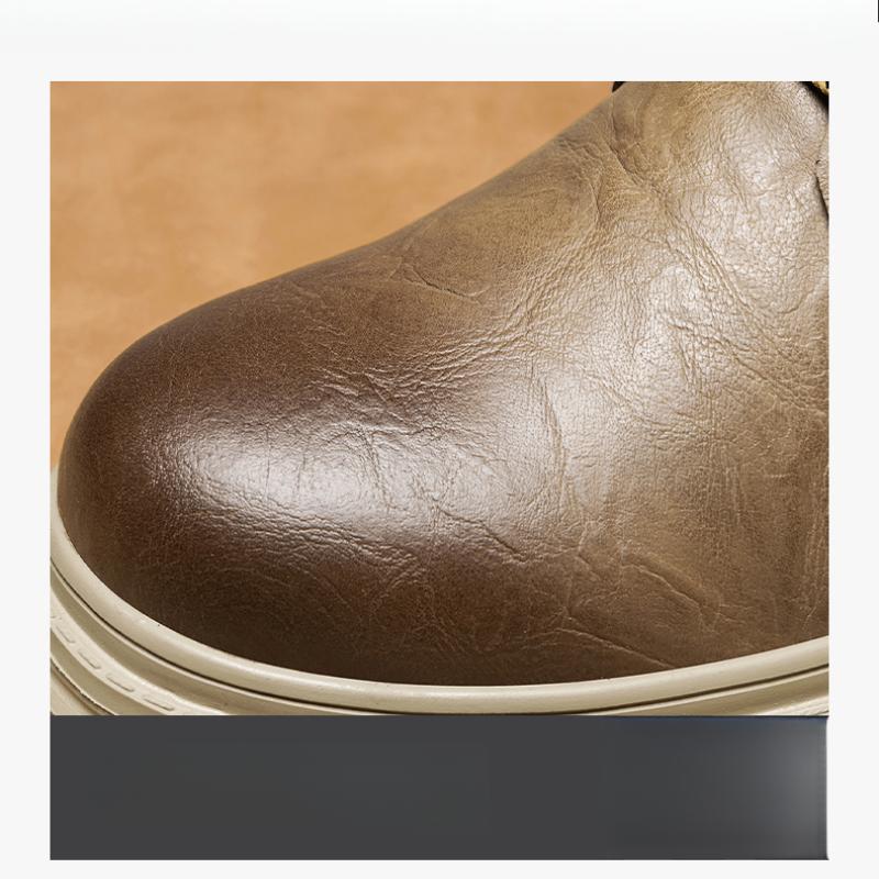 Retro Men's Ankle Boots Waterproof Casual Leather Boots High Top Shoes for Men Non Slip Work Boots