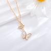 French elegant Seiko small fragrant fritillary double butterfly necklace design versatile small fresh collarbone chain