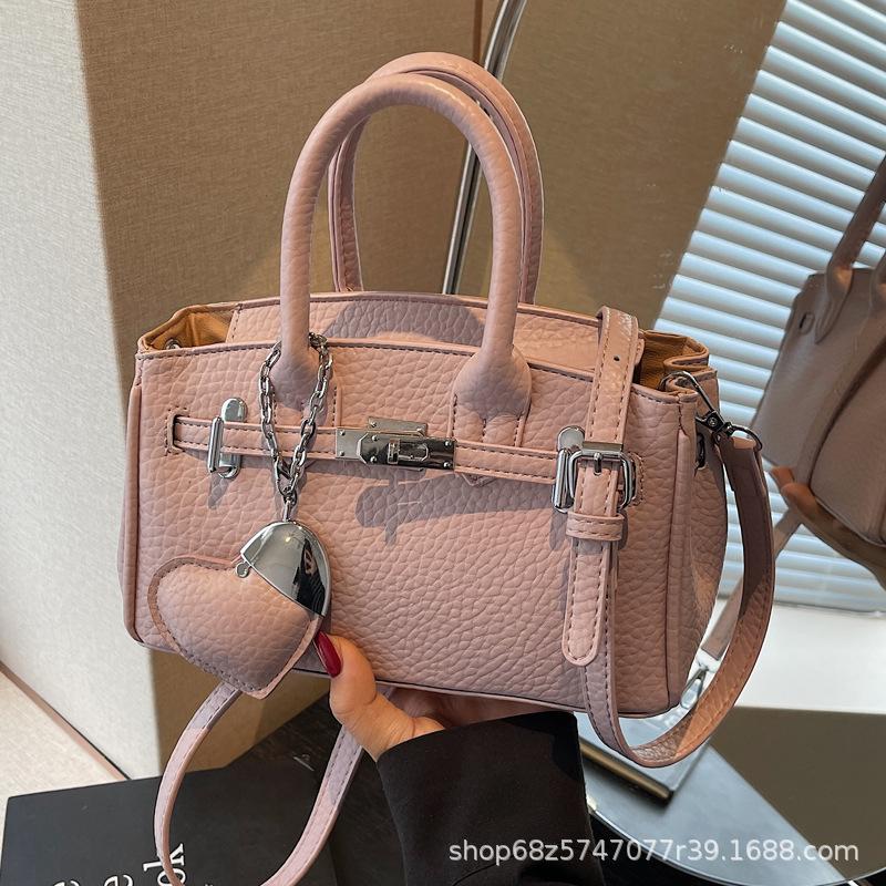 High-end Hand-held Small Bag Women's 2025 New Fashion Pebbled Kelly Bag Women's Commuter Shoulder Crossbody Bag