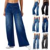 Damen Jeans Denim Hose Weiter Bein Lange Hose Y2k Streetwear Elastische Taille Gerade Hose Elegante Mom Jeans Temperament Lässig