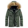 Jaqueta masculina de algodão acolchoada de inverno, comprimento médio, com capuz, espessada, quente, casual