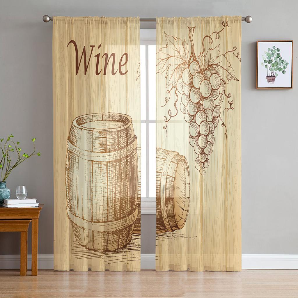 Vintage Style Cast Iron Advertisement Sheer Curtains for Living Room Tulle Window Curtain Bedroom Kitchen Veil Drapes