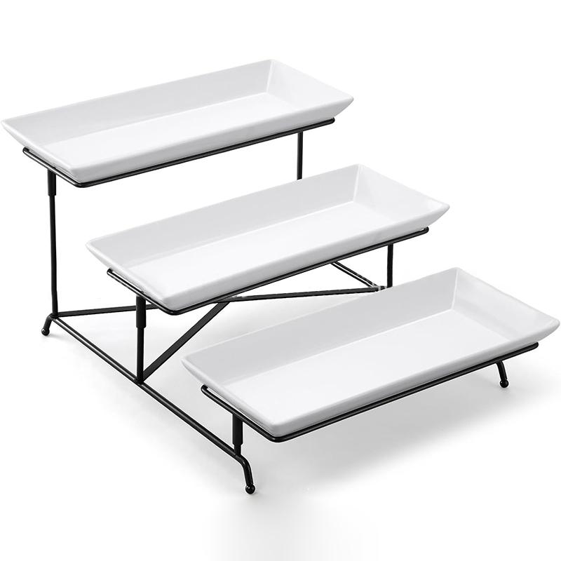 Platter Stand Serving Tray Rack 3 Layer Display Tray Rack Dish Shelf Organizer Food Dish Display Stand Kitchen For Dessert Tray