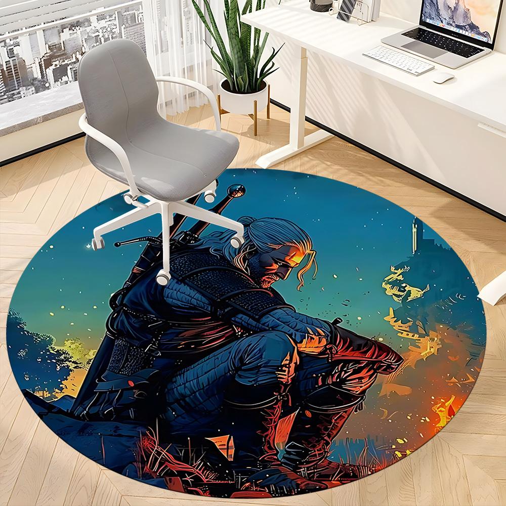 1PC Warrior Armor Office Round Rug, Non-slip, Soft and Durable Office Rug for Interior Decoration, Perfect for Office, Beautiful Decoration