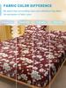 Simple 1 Modern Plant Flower Printed Matte Fitted Sheet, Bedroom Printed Bed Cover, Bedding Excluding Pillowcases
