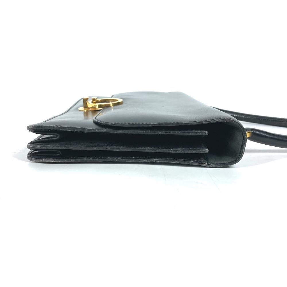 HERMES vintage Ring Do Hand Bag Flap Shoulder Bag Bock Scarf Black/GoldHardware