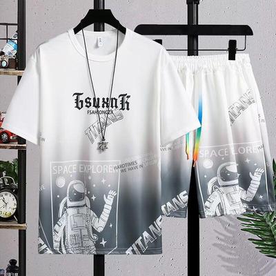 Set T-shirt e Pantaloncini Moda Sportiva Tendenza Gradiente da Uomo 2024