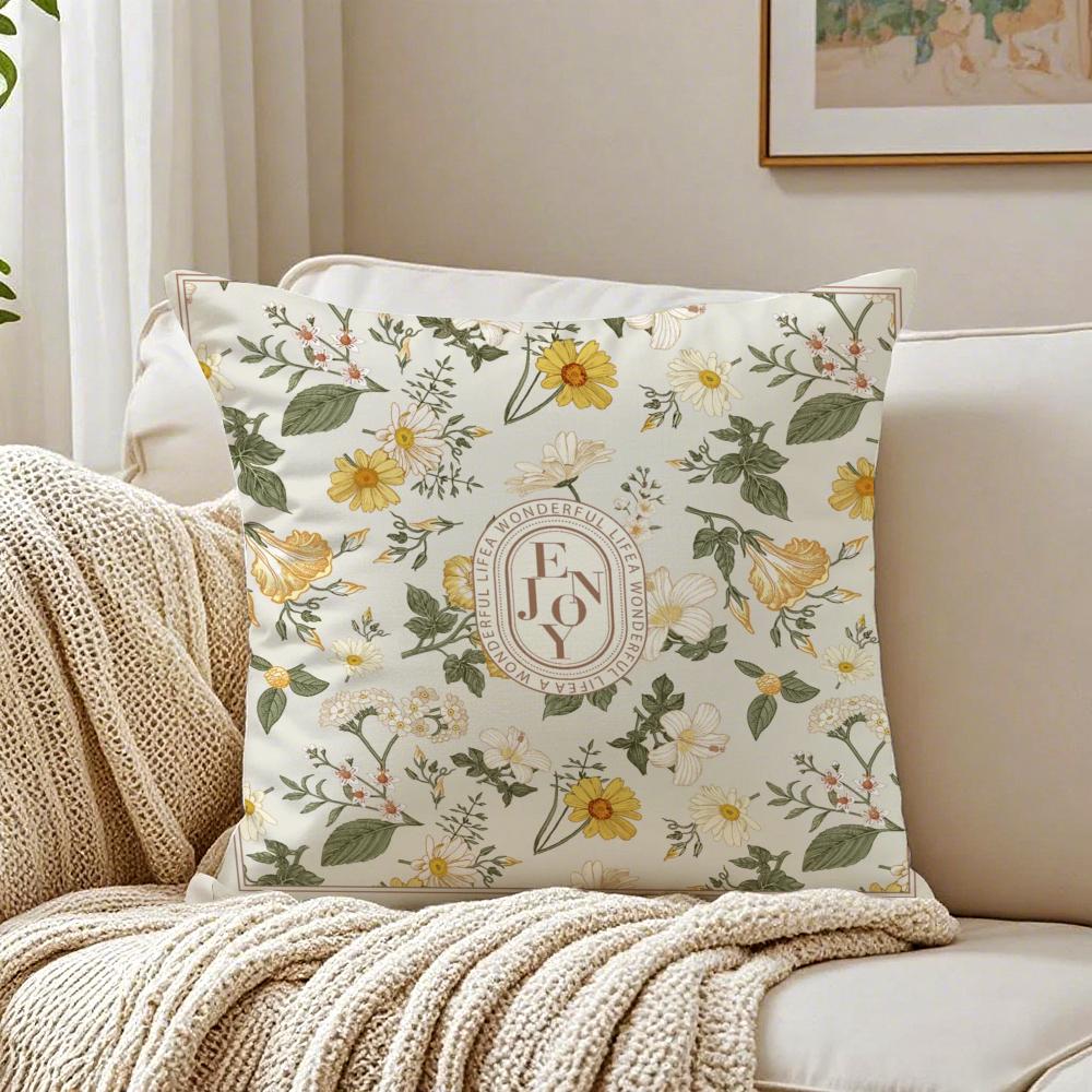 Simple Flower Painting Cushion Cover Pillowcase Antidustmite Living Room Sofa Decor Cushion Room