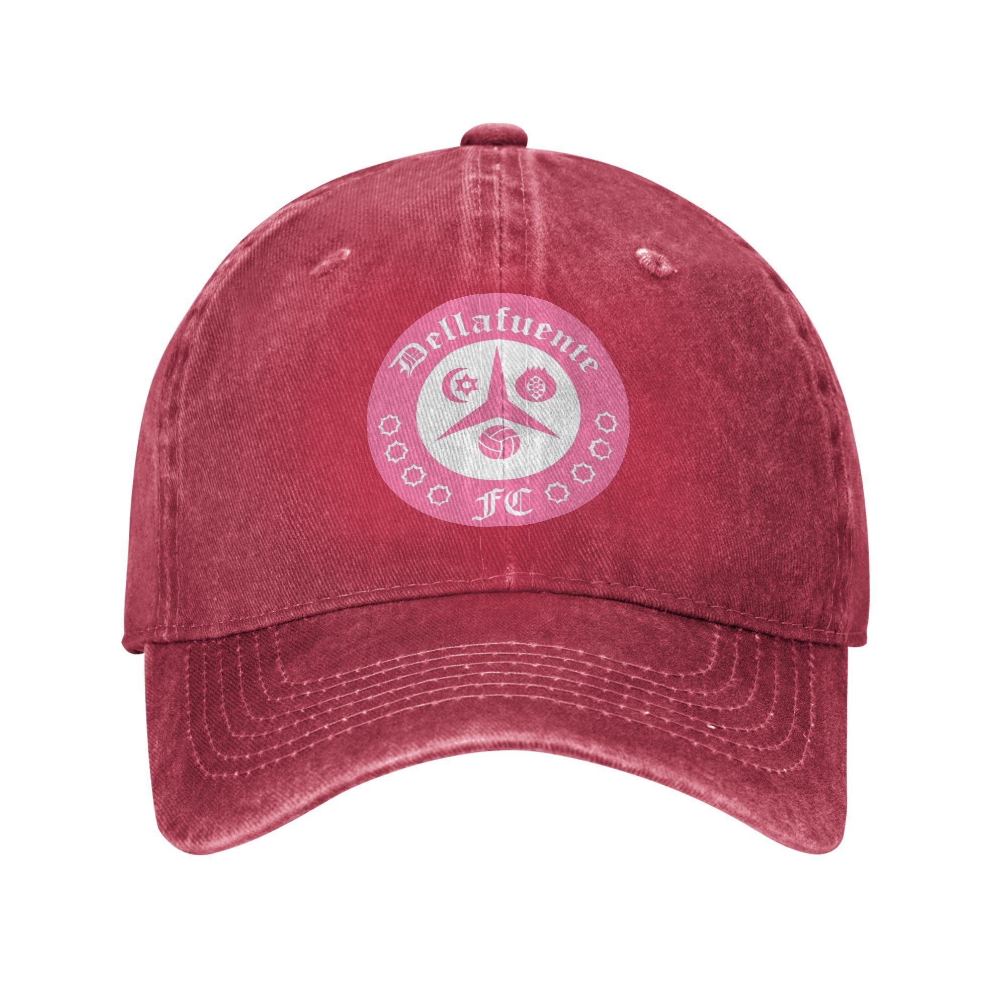 Dellafuente FC Logo Gotico Pink Baseball Caps Retro Distressed Denim Headwear Unisex Outdoor Workouts Gift Caps Hat One Size