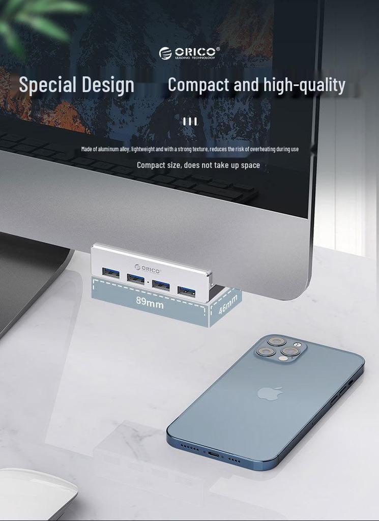 ORICO USB 3.0 Clip-on Notebook Hub Splitter