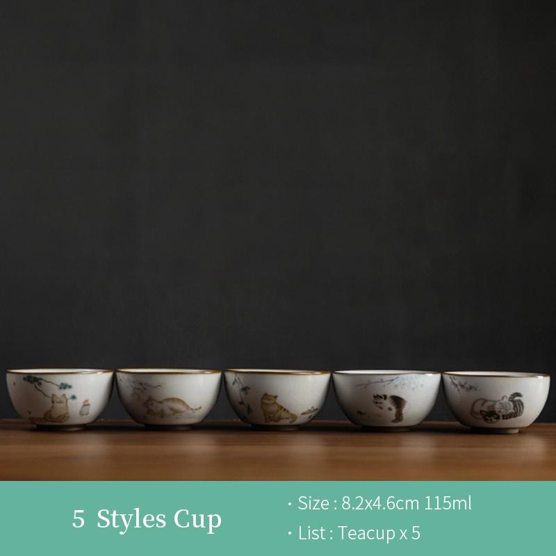 115ml Cute Cat Tea Cup Master Cup Personal Exclusive Tea Cup Ceramic Kung Fu Single Cup Ru Kiln Small Tea Cup Tea Bowl