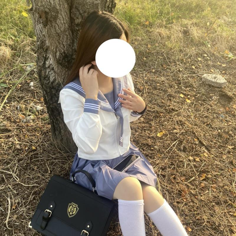 

Japanese Sailor Suit JK Uniform - Blue Collar, White with Three Stripes, Intermediate School Academy Style Performance Costume. S