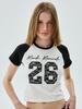 [mardimercredi] Cropped T-Shirt Raglan No.26 Lace Ivory Black