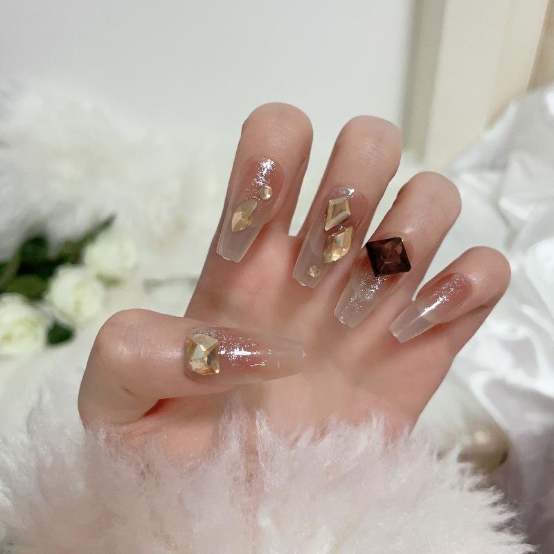 Luxurious Handmade Translucent Nail Tips for Autumn/Winter – Soft Texture, High-Class Feel