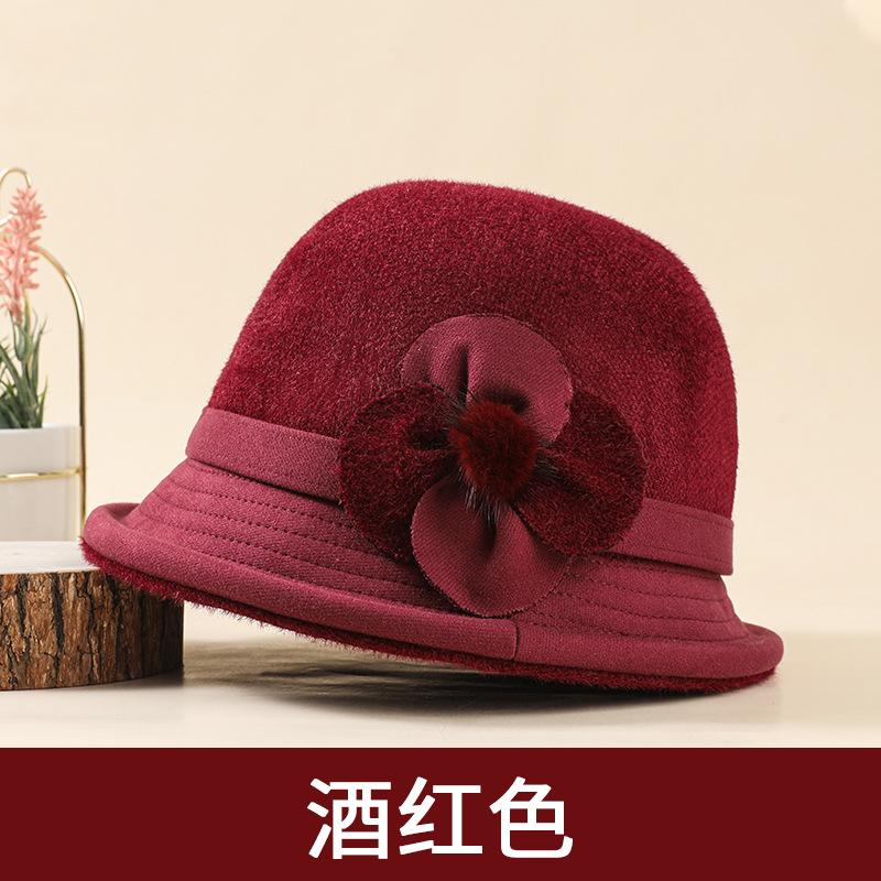 Autumn and Winter New Mink Bucket Hat Women's Warm Elegant British Retro Basin Hat Temperament Versatile Show a Small Face