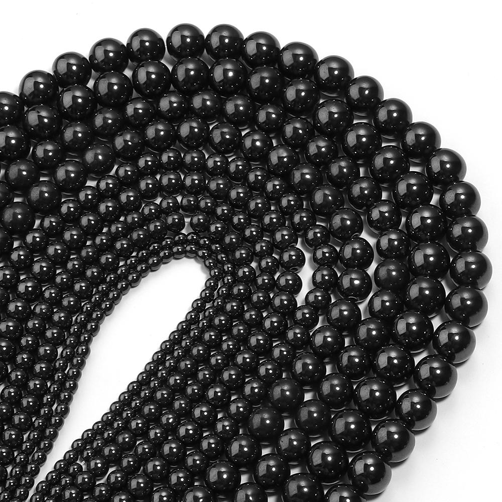 1 Strand 4/6/8/10/12mm Natural Black Hematite Stone Beads Magnetic Round Loose Beads For Jewelry Making DIY Bracelet Necklace