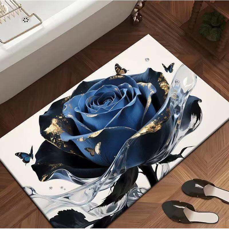 3D Rose Flower Quick-Dry Anti-Slip Bathroom Mat