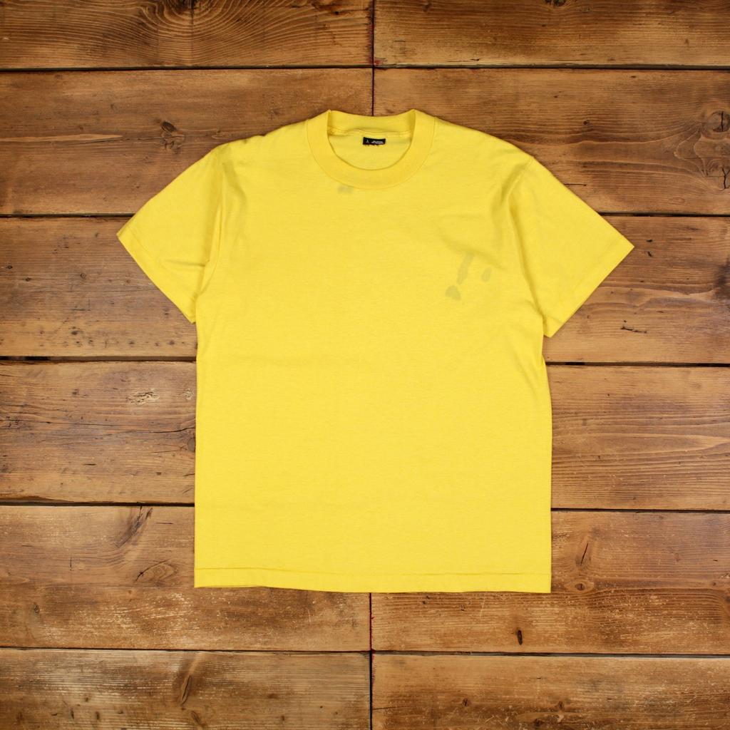 Vintage Screen Stars Single Stitch T Shirt Blank Medium 90s Yellow Tee