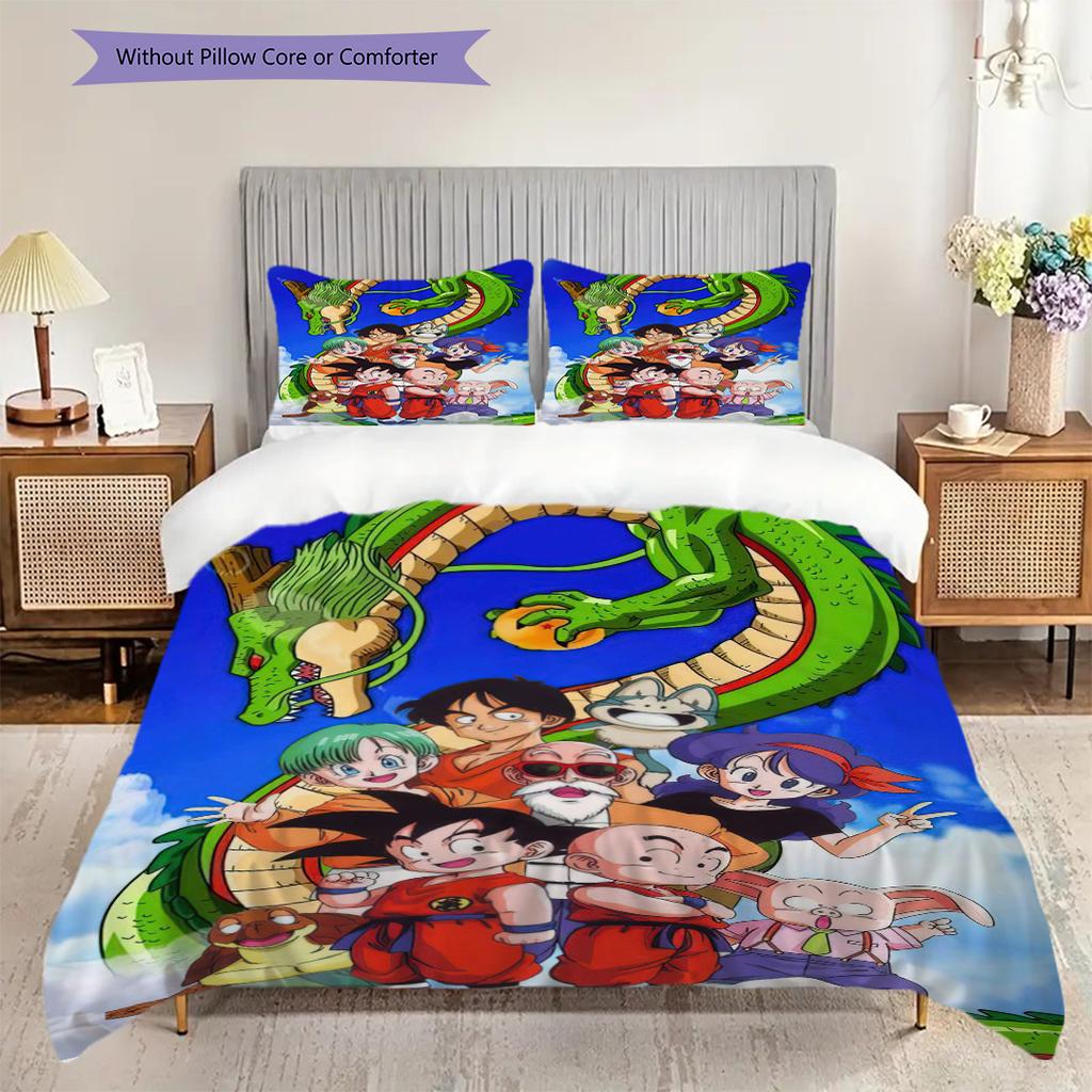 1PC Dragon Ball Pattern Bedding Quilt Set Quilt Cover Pillowcase Home Decoration Birthday Gift (1 * Duvet Cover + 2 * Pillowcase, Without Core)