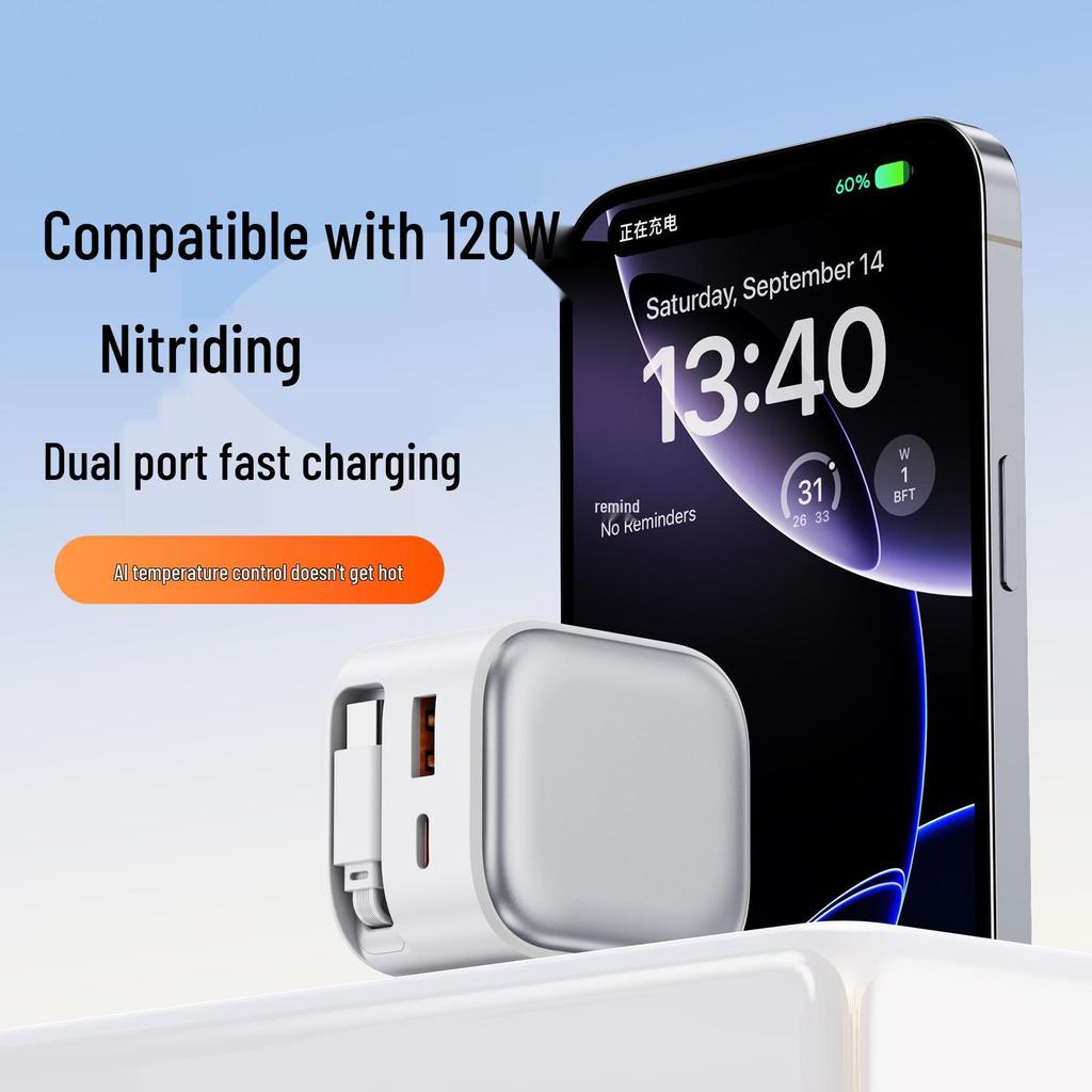 120W GaN Charger with AI Temperature Control, Triple-Port Fast Charging for Huawei & Apple Devices