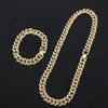 New Street Trendsetter: Double Row Full Diamond Alloy Hip Hop Cuban Chain Bracelet Necklace, 12.5mm, European & American Style.