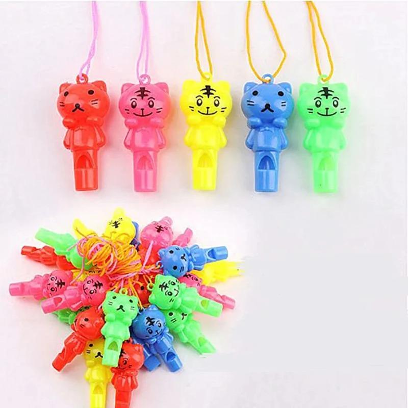 10PCS Random Style Cute Animal Cat Plastic Whistle Referee Sport Cheerleading Toys And Kids Children Birthday Party Favors Gifts