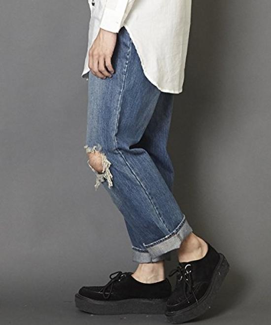 Unrelaxing Distressed Weit Denim Größe UR-403, S, Blau, UR-403_BL01S001