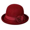 Middle-aged elderly autumn and winter warm woolen basin hat femininity mother flower curling top hat fashion versatile bucket hat