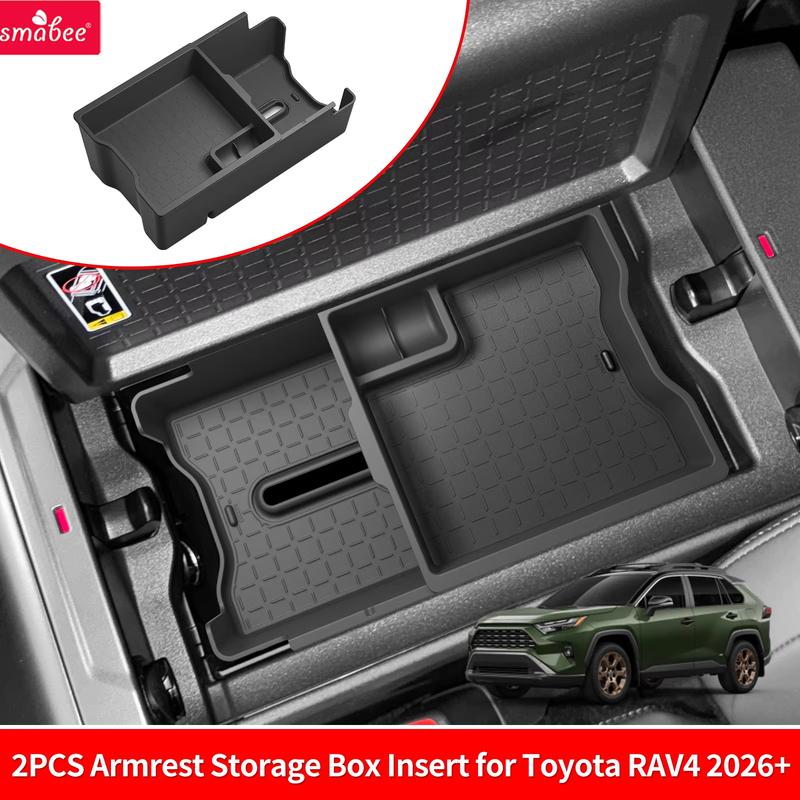 Smabee for Toyota RAV4 2026 Car Center Console Armrest Double-layer Tray Organizer Armrest Storage Box Ert Accessories