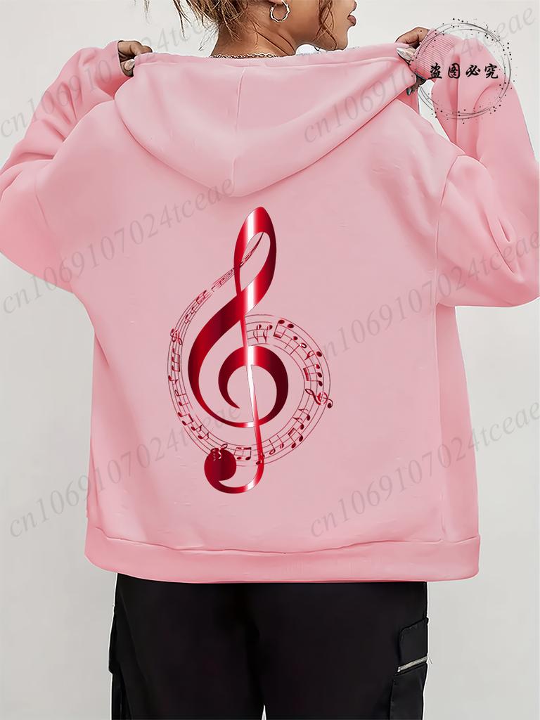 Men Women Fleece Hoodies Jackes Music Note Heartbeat Print Hoodie Zipper Jacket Male Hoodies Sweatshirt Music Zip Coats Clothes