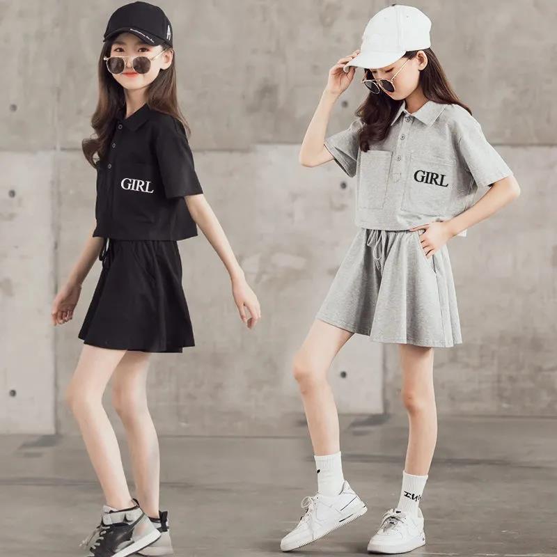 Summer Girls Sports Children Girl Kids Tracksuit Girls Polo Shirts Shorts