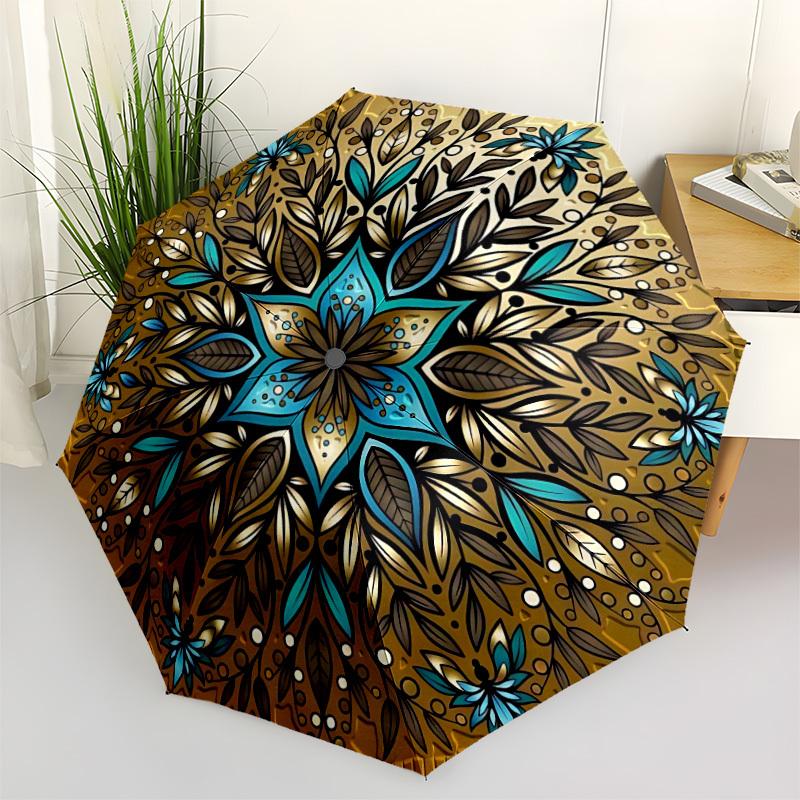

1pc Mandala Pattern Automatic Umbrella Portable Home Essential Umbrella, Iron Umbrella Structure Suitable for All Seasons yy251123123