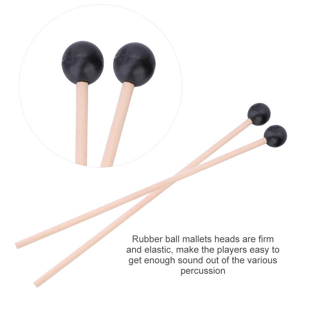 1 Pair Keyboard Marimba Mallets Smooth Wooden Handle Rubber Mallets Instrument Accessory