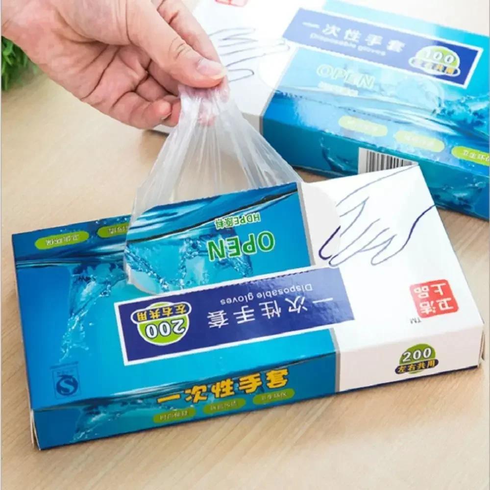 100 Stück/Box Wirtschaftliche Handschuhe Kochen Putzen Einweg für Transparentes Plastik für Hygienehandschuhe Haushaltshandschuhe Badezimmer