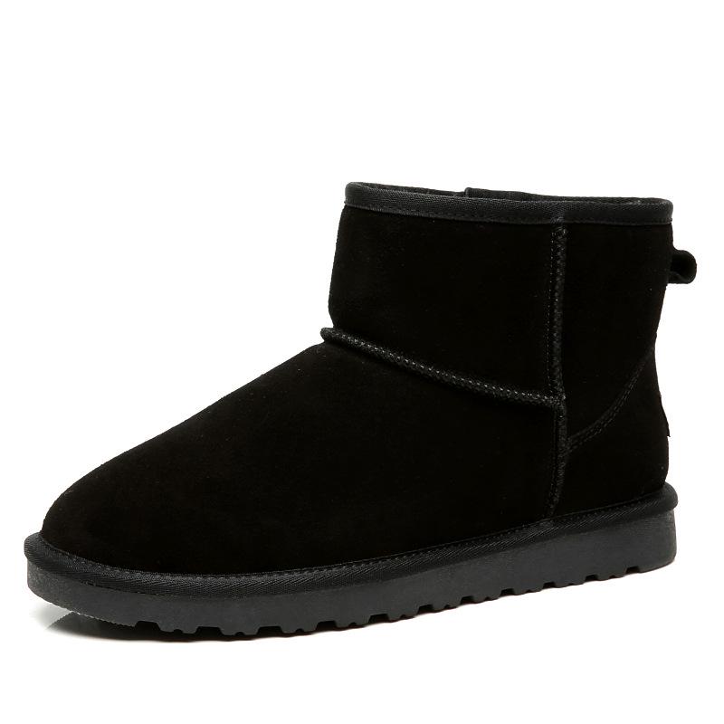 Waterproof Velvet-Lined Genuine Leather Snow Boots for Women & Men - Non-Slip, Warm, Winter Footwear