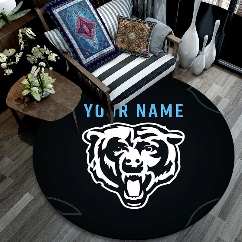 Custom Name,Chicago Bears pattern round rug,Carpet Rug for Living Room Bedroom Playroom ,Non-slip Floor Mat,Holiday Gifts and Birthday Gifts.